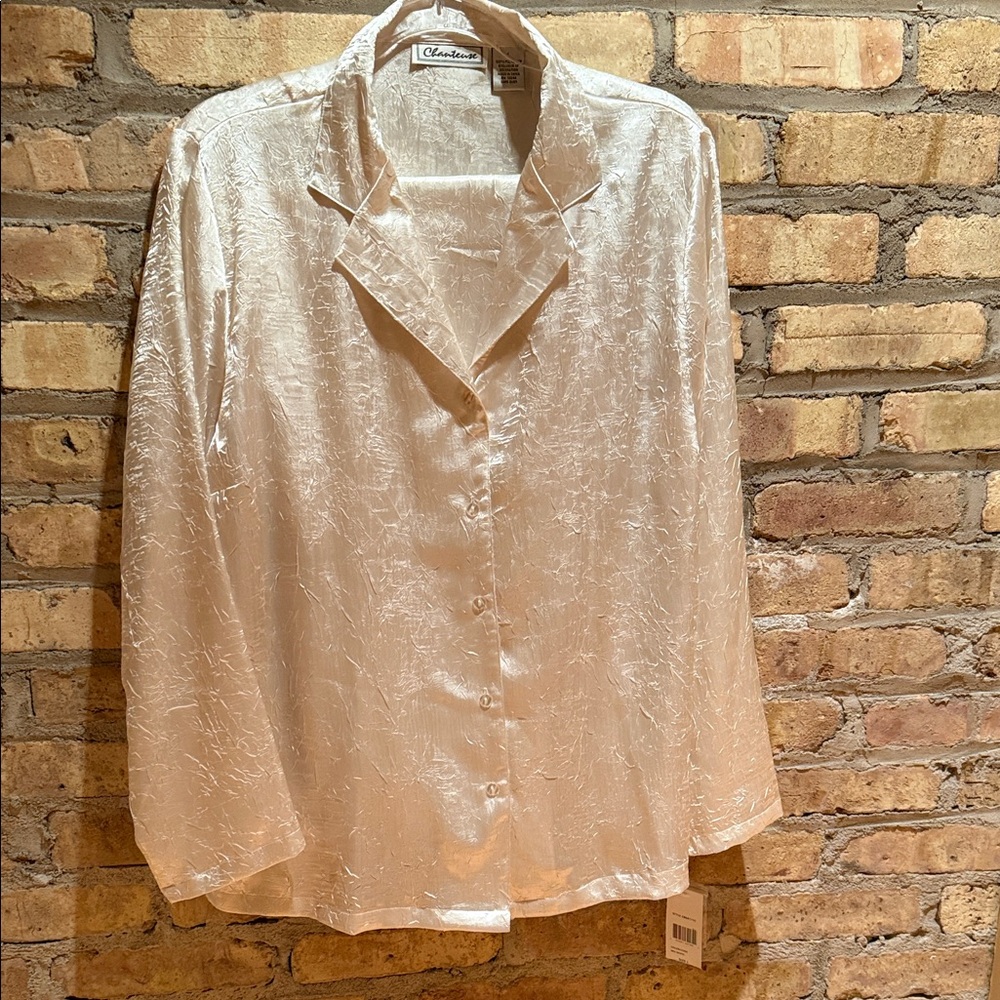 CHANTEUSESE brand new pajamas set women’s size large ivory 100% polyester